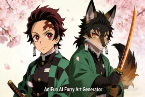 Fursona form of Tanjiro created by AI Furry Art Generator